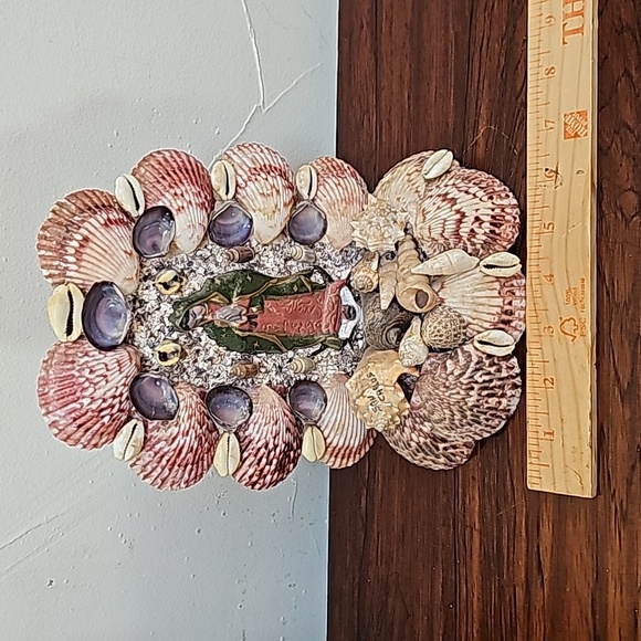Vintage Virgin Mary natural seashells wood handmade decoration San Carlos - Picture 6 of 14